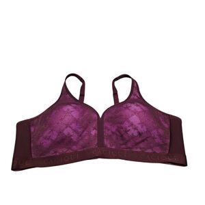 Cacique Deep Purple Lace Detail Lightly Lined No Wire Bra Wireless 46C WL162